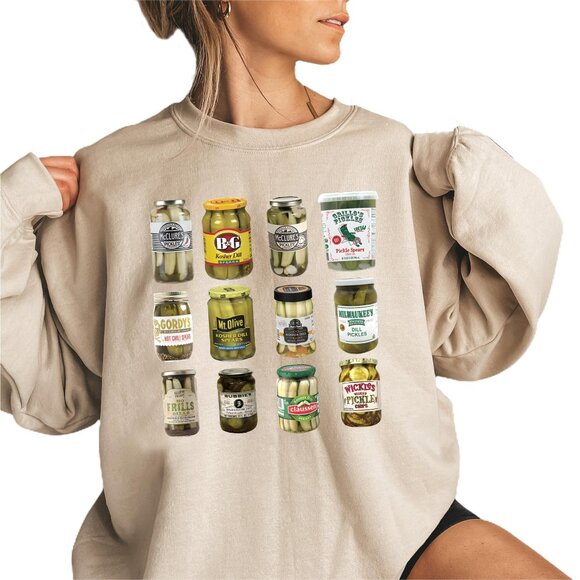 Canned Pickles Sweatshirt Pickle Crewneck Sweatshirt Pickle Lovers 05 - Picture 1 of 5